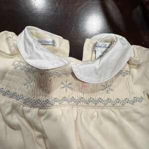 Ralph Lauren Cream Baby Dress with Embroidery